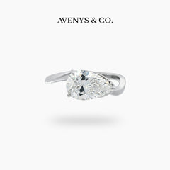 Aerial Pear Ring with White Pear Stone – on White Gold