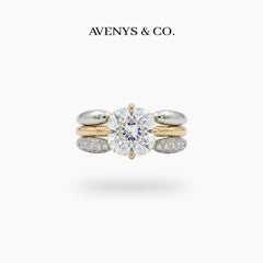 Triple Stacking Solitaire Ring with White Round Stone – on Yellow Gold