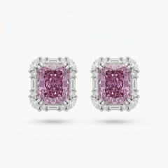 Eden Frame Earrings with Purple Radiant Stone – on White Gold