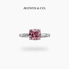 Princess Square Ring with Pink Princess Stone – on White Gold