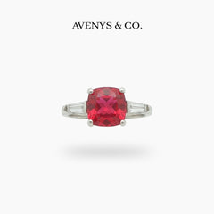 Princess Trilogy Ring with Red Princess Stone – on White Gold