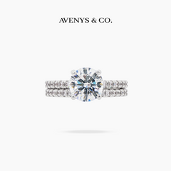 AV Dua™ Round Ring Set with White Round Stone – on White Gold