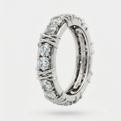 AV Signature Ring Mens with White Round Stone – on White Gold
