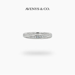 Spiral Ring with White Round Stone – on White Gold