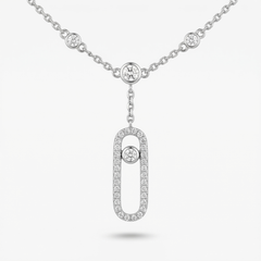 Elegant White Gold Finish Diamond Pendant Necklace