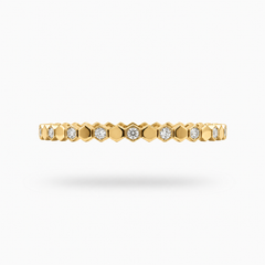Honeycomb Bracelet with White Round Stone – on Yellow Gold, front view