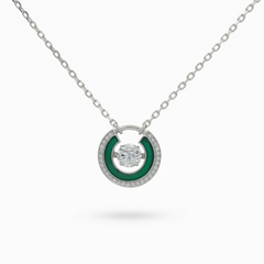 Floating Diamond Necklace with White Round Stone – on White Gold