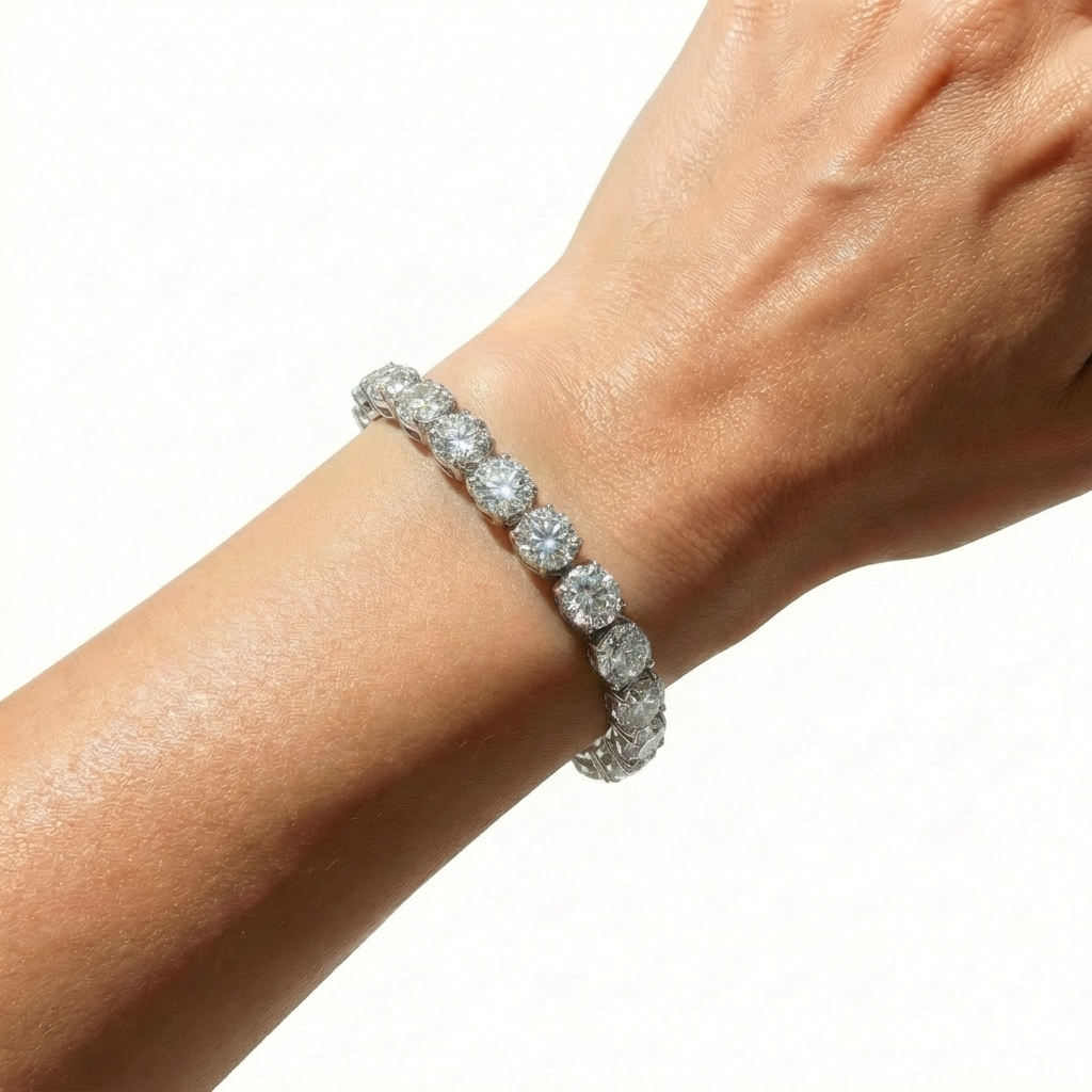 Statement Tennis Bracelet (6mm) with White Round Stone – on White Gold
