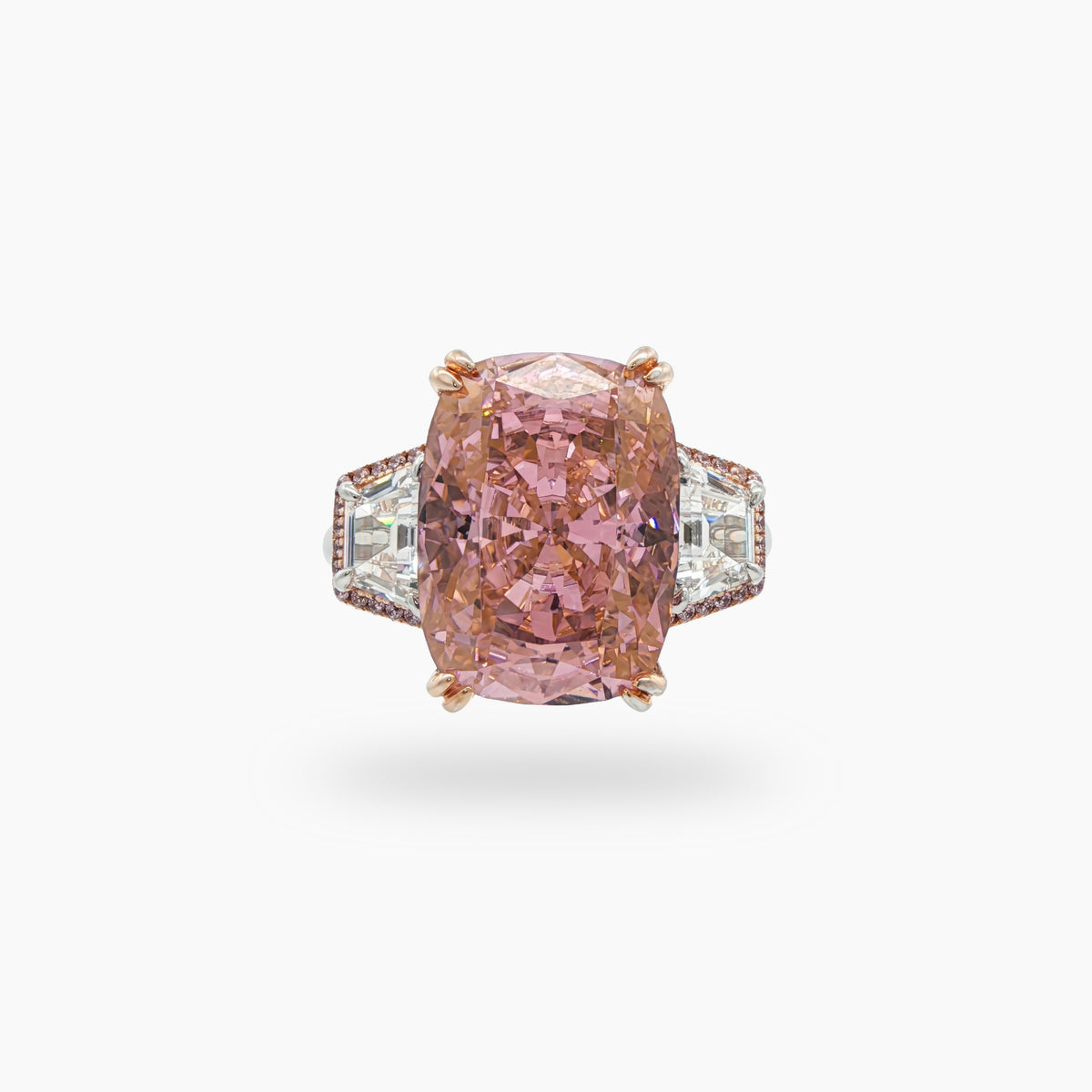 Trilogy Halo Ring with Pink Cushion Stone – on White Gold
