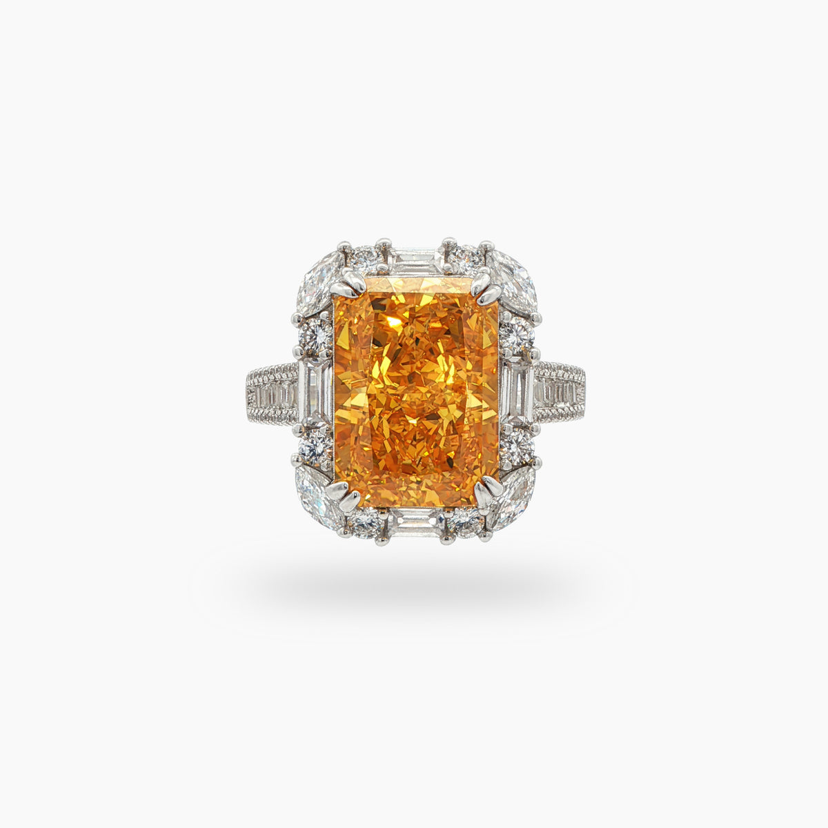 Eden Sunset Pave Ring with Yellow Emerald Stone – on White Gold