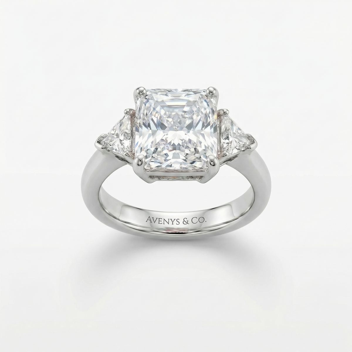 Square Radiant Ring with White Radiant Stone – on White Gold