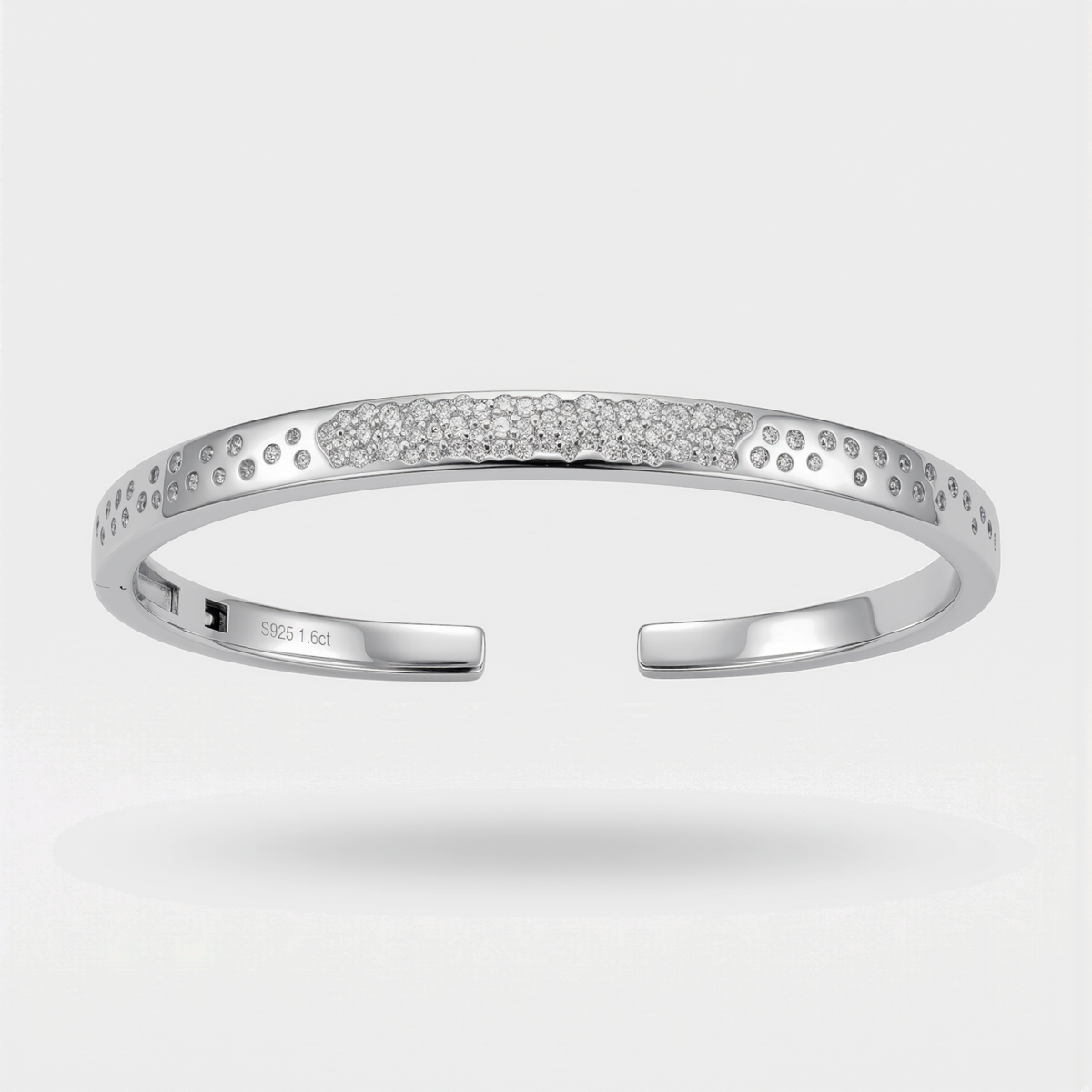 Constellation Bangle with White Round Stone – on White Gold