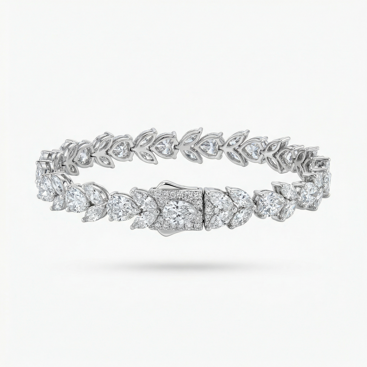 Tennis Bracelet with Pear Cut White Stone