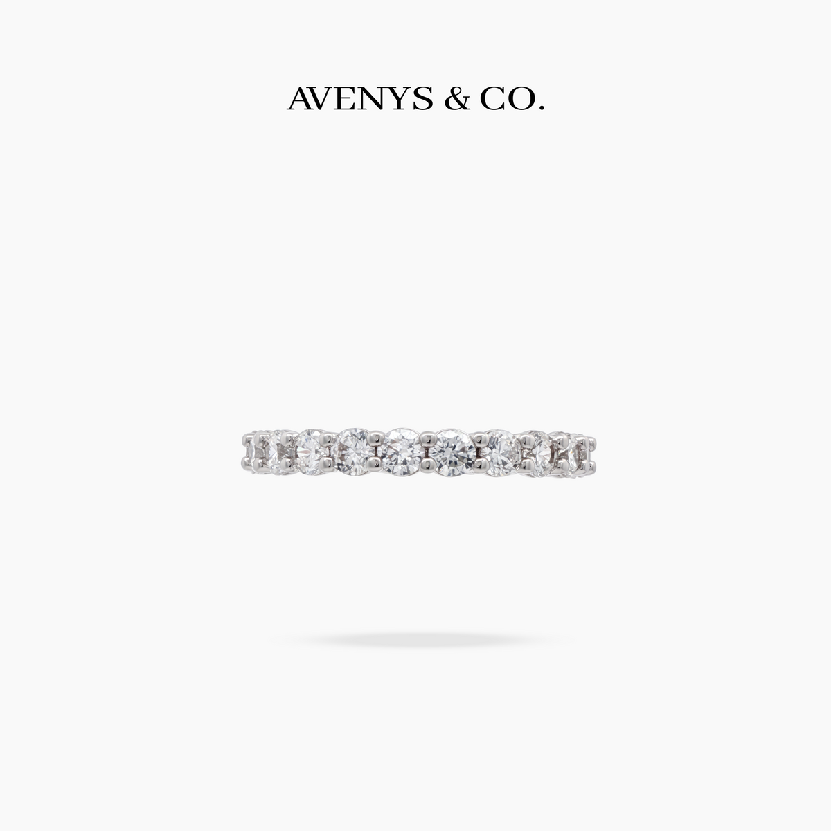 AV Forever™ Air Eternity Ring (3mm) with White Round Stone – on White Gold