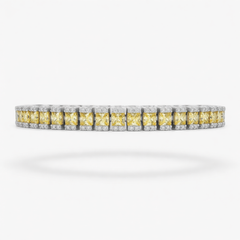 Sunshine Tennis Bracelet with Yellow Round Stone – on White Gold