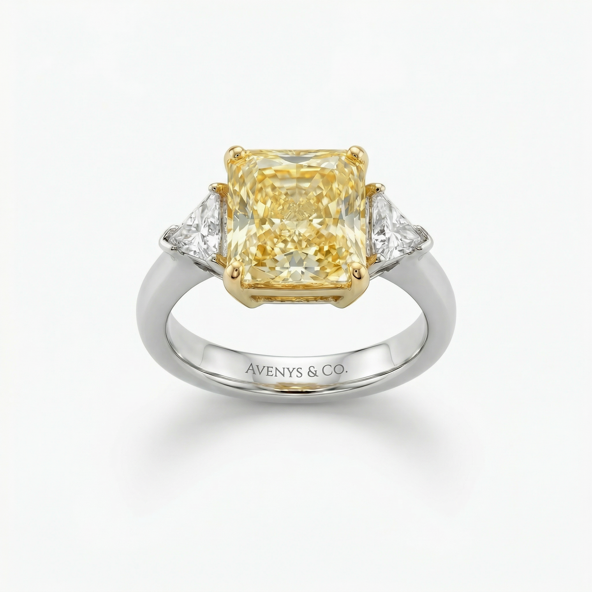 Square Radiant Ring with Yellow Radiant Stone – on White Gold