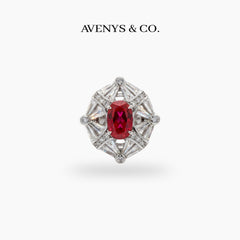 Astral Ring with Red Oval Stone – on White Gold