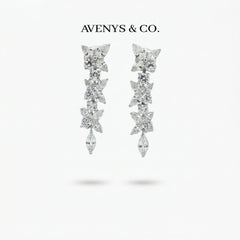 Pear Marquis Drop Earrings with White Pear Stone – on White Gold
