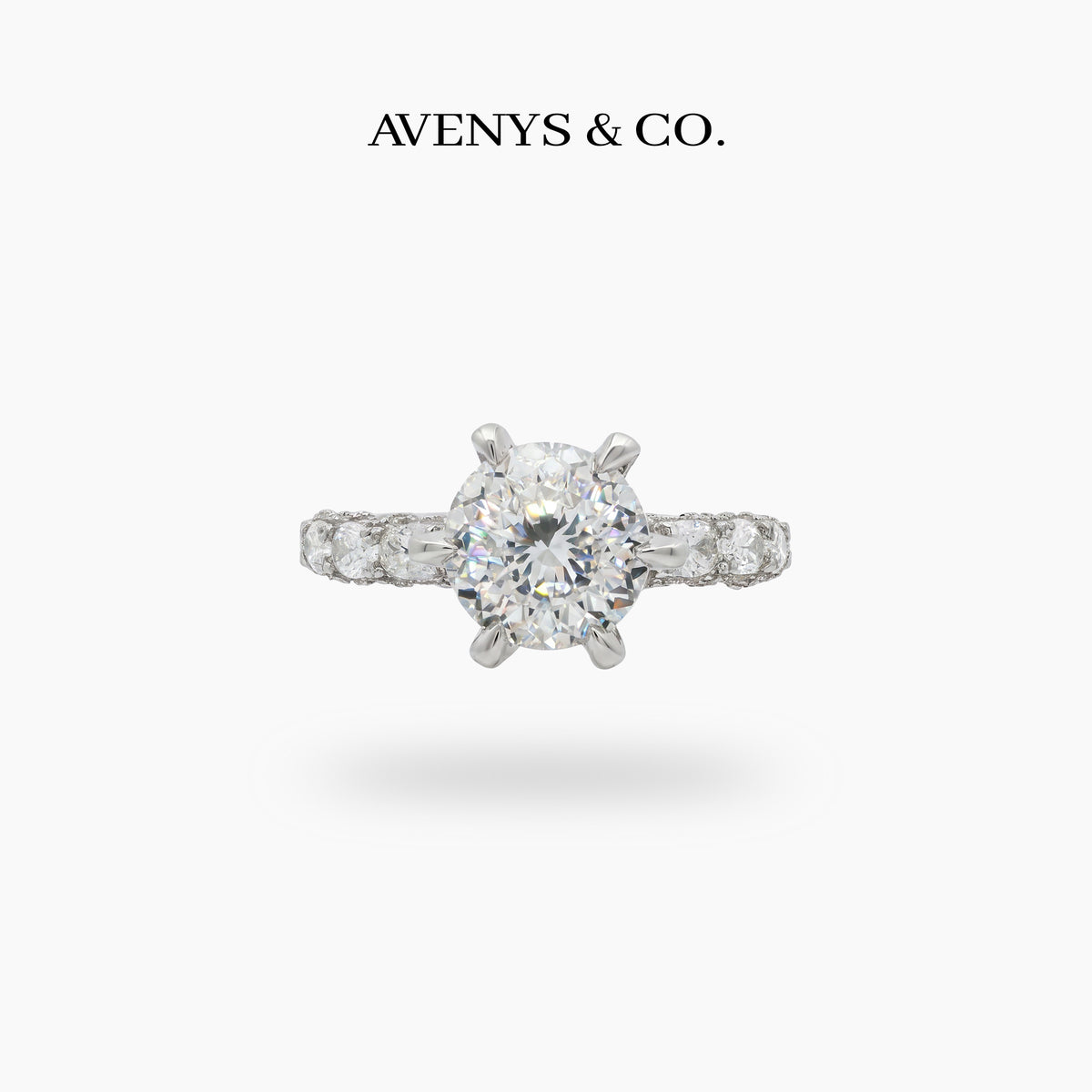 Stardust 3ct Solitaire Ring with White Round Stone – on White Gold