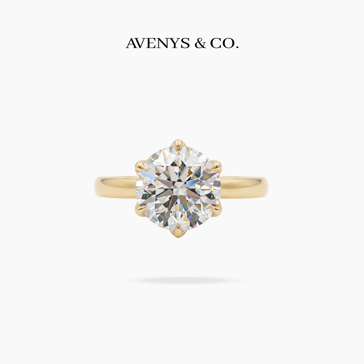 Avenys Reserve™ Floral Ring – 2.4ct Heart & Arrows Round Lab Grown IGI Certified Diamond in 18K Yellow Gold
