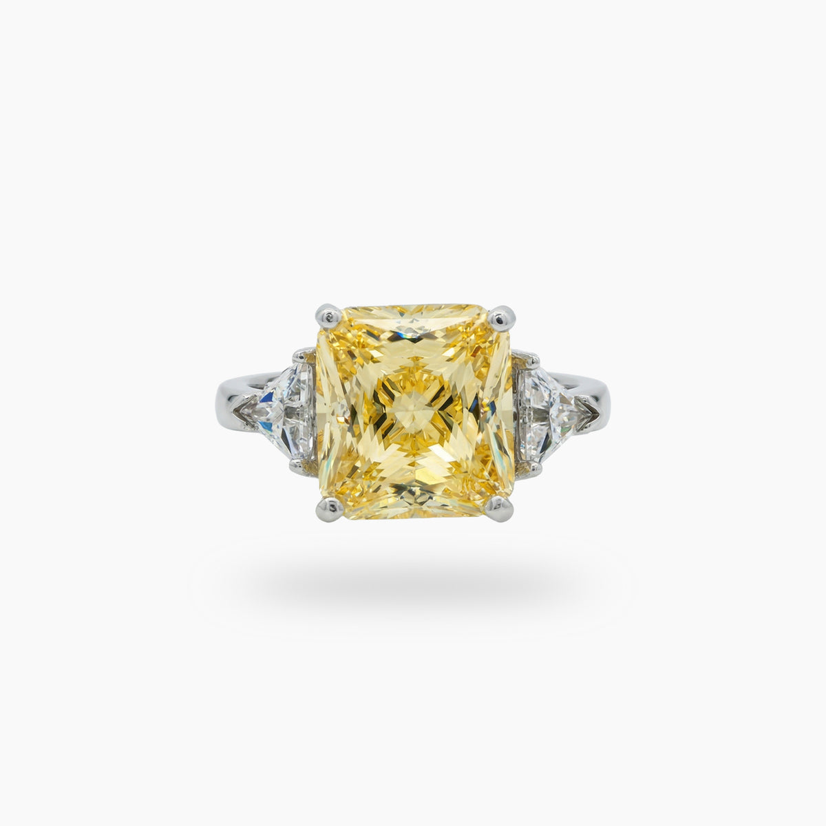 Square Radiant Ring with Yellow Radiant Stone – on White Gold
