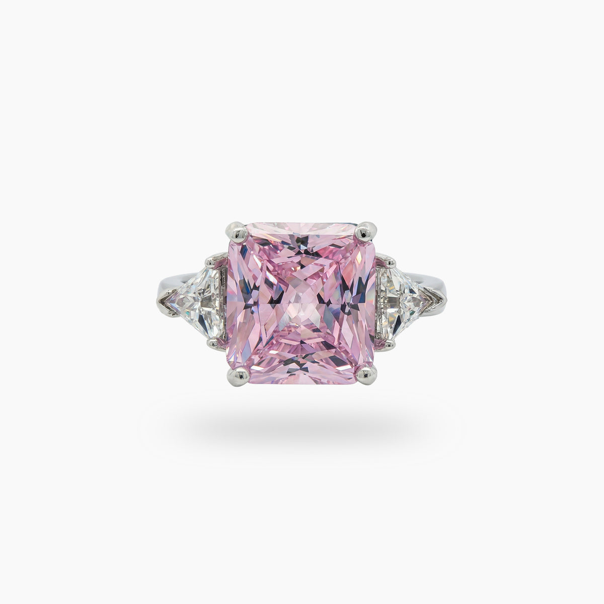 Square Radiant Ring with Pink Radiant Stone – on White Gold