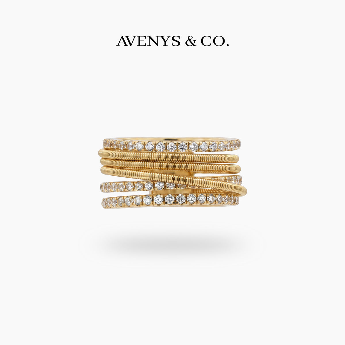 Crossline Wide Pave Ring with White Round Stone – on White Gold