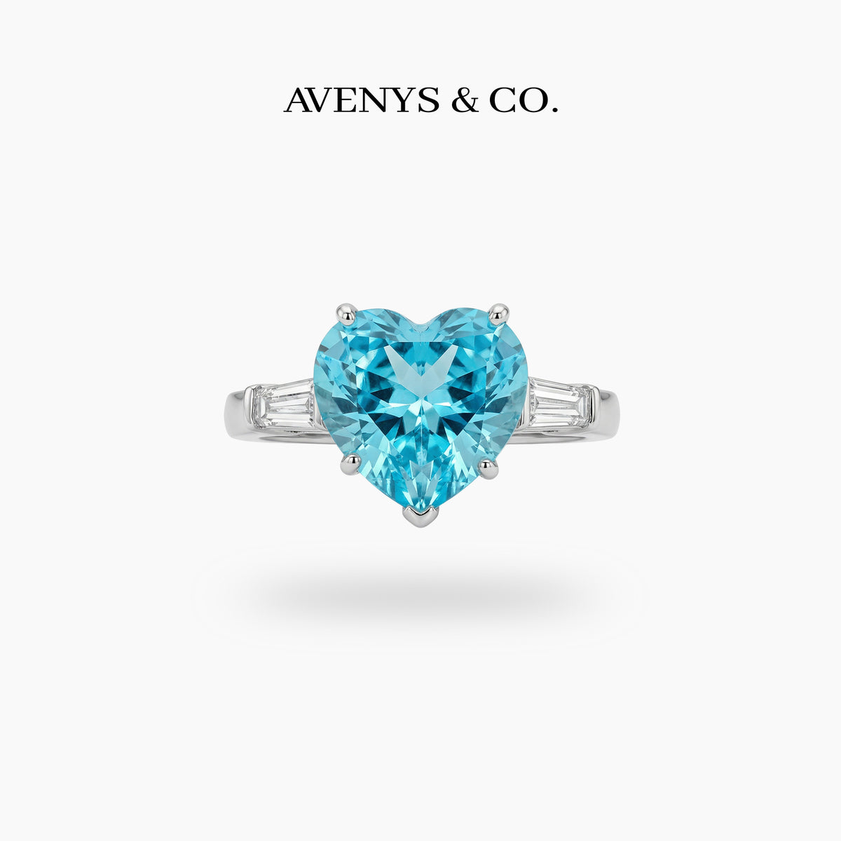 Love Heart Trilogy with Aquamarine Heart Stone – on White Gold