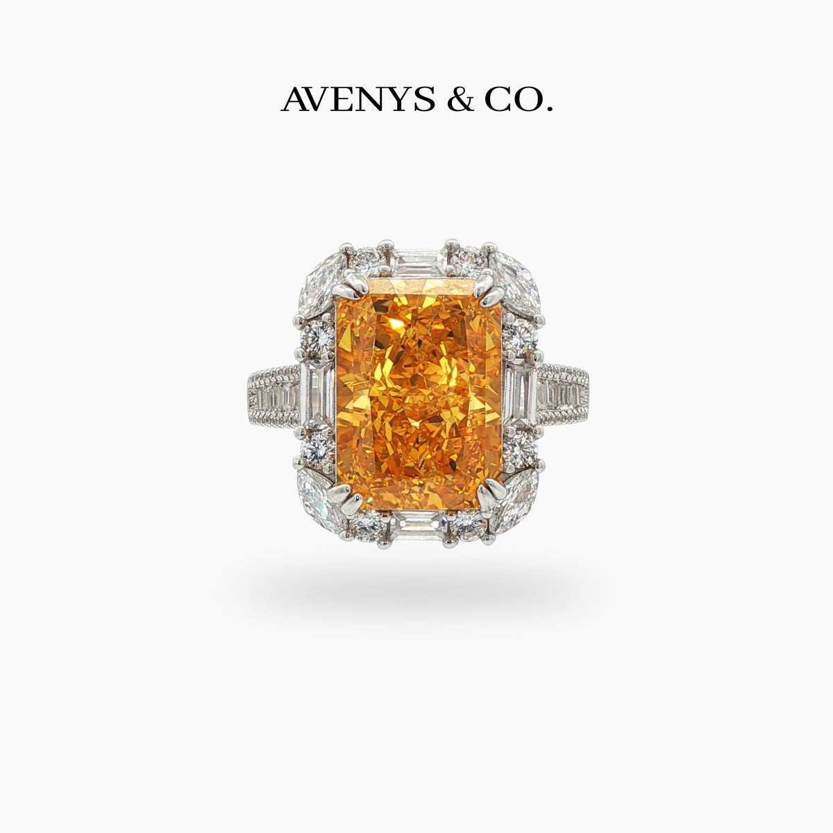 Eden Sunset Pave Ring with Yellow Emerald Stone – on White Gold