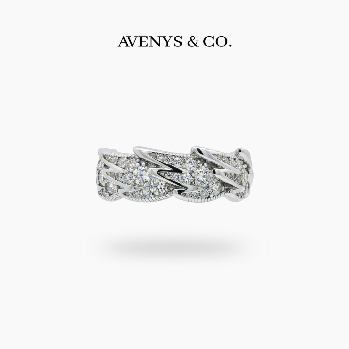 Birds Classic Ring with White Round Stone – on White Gold