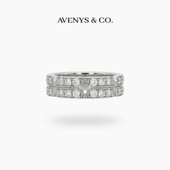 Link Ring with White Round Stone – on White Gold