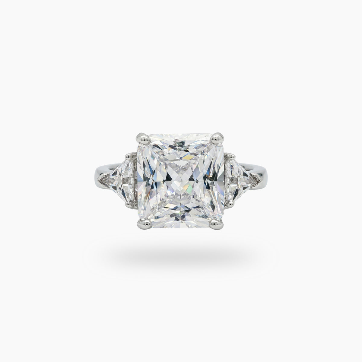 Square Radiant Ring with White Radiant Stone – on White Gold