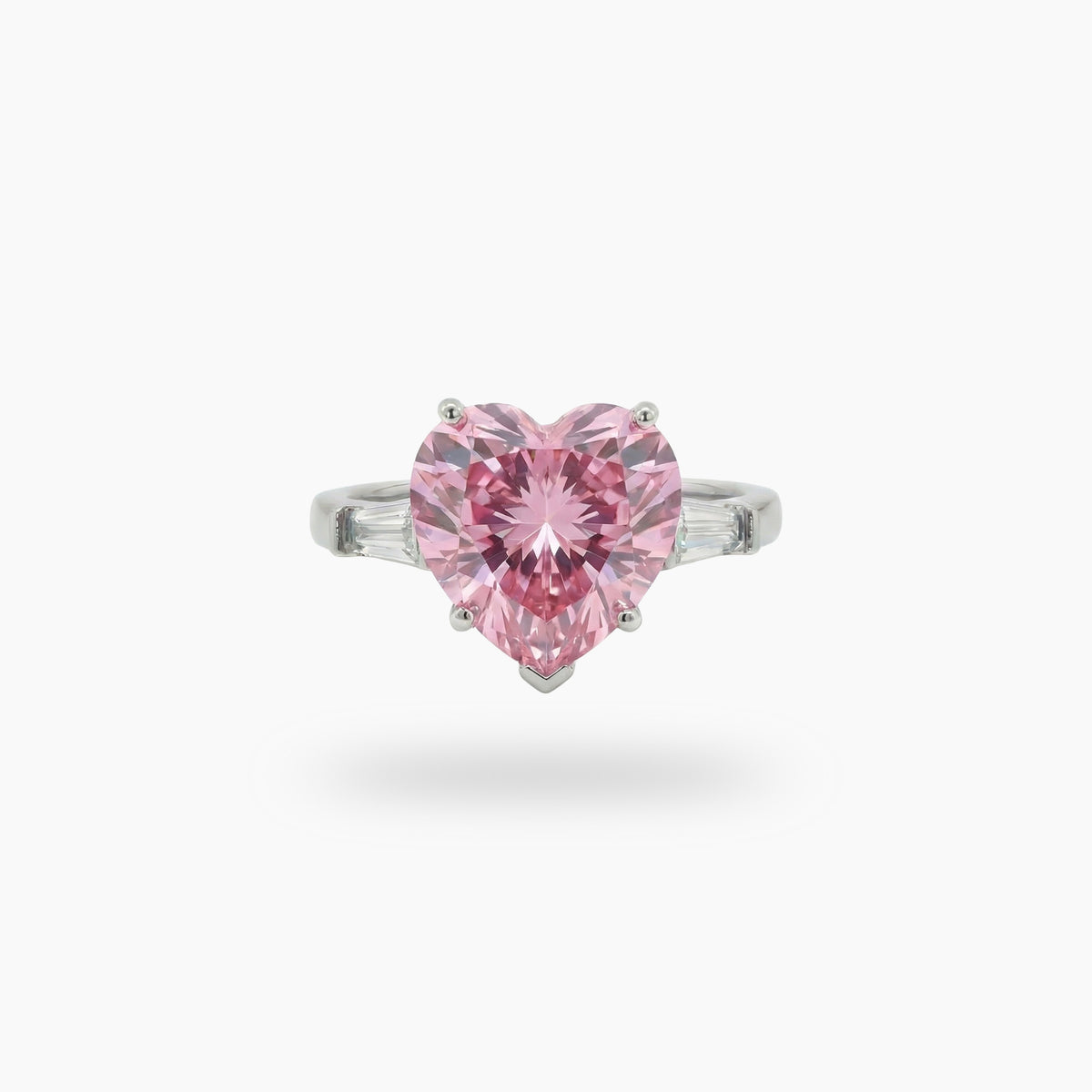 Love Heart Trilogy with Pink Heart Stone – on White Gold