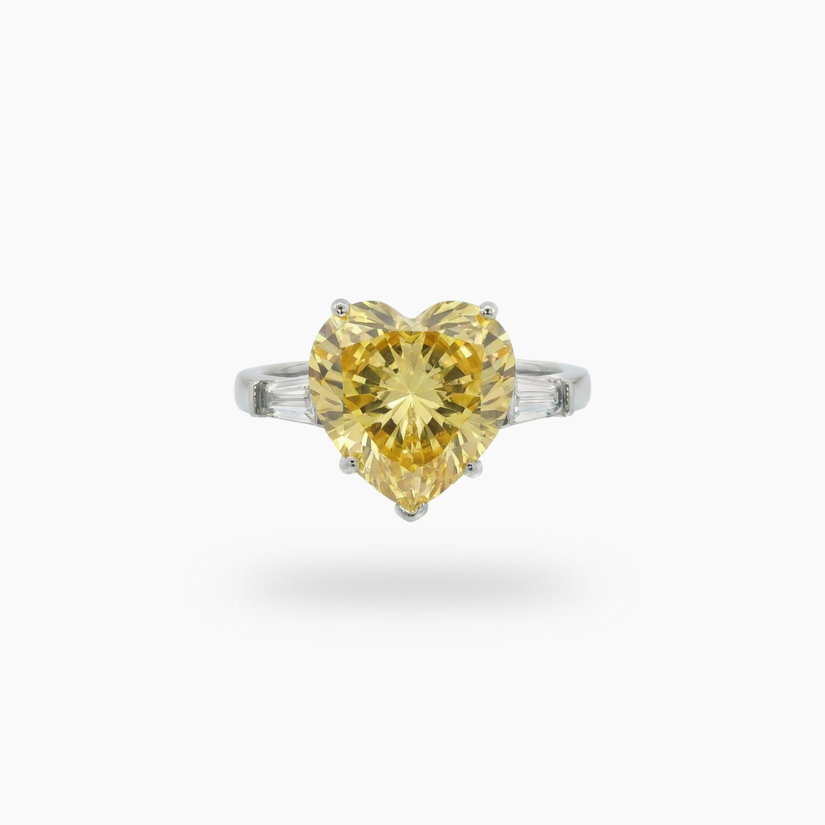 Love Heart Trilogy with Yellow Heart Stone – on White Gold