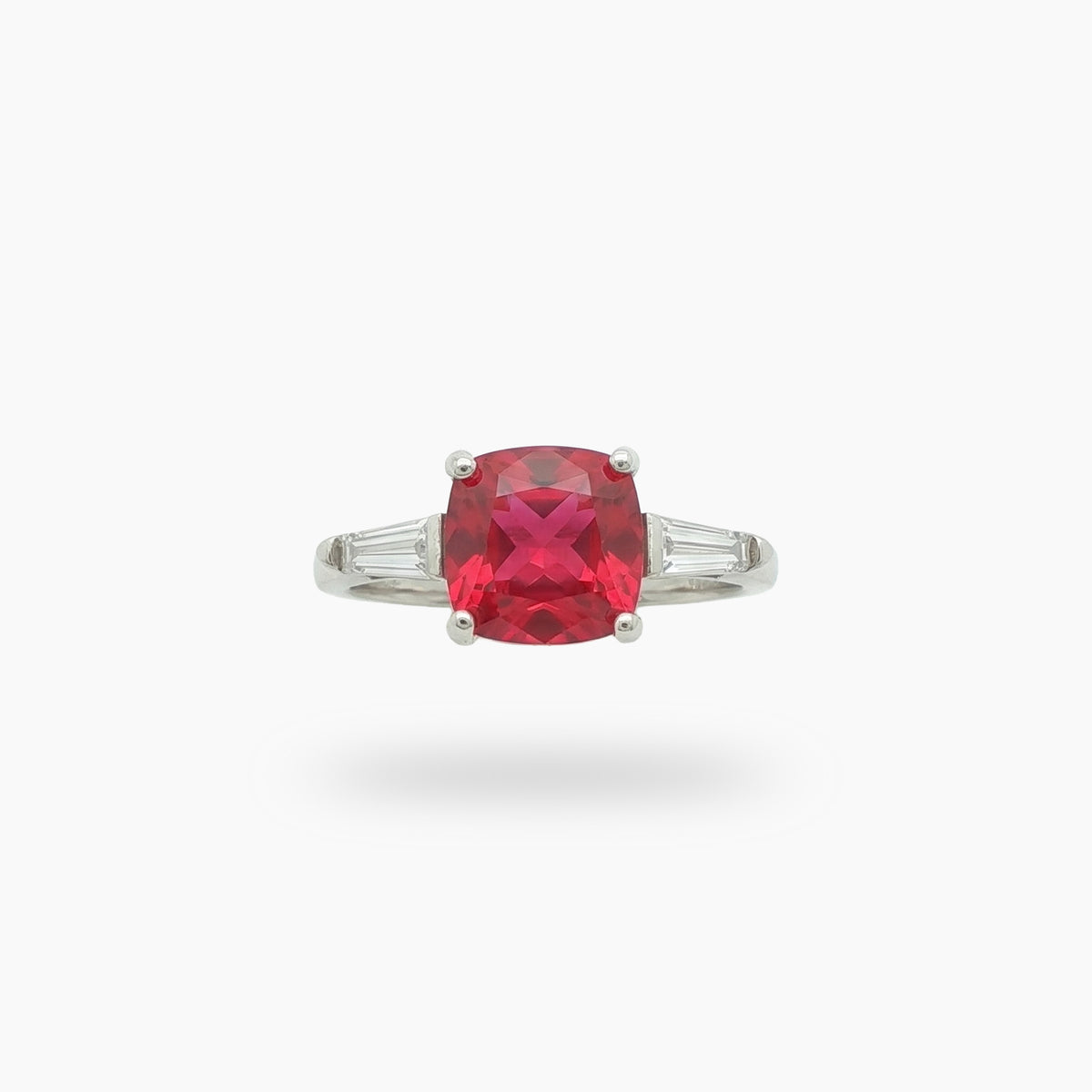 Princess Trilogy Ring with Red Princess Stone – on White Gold