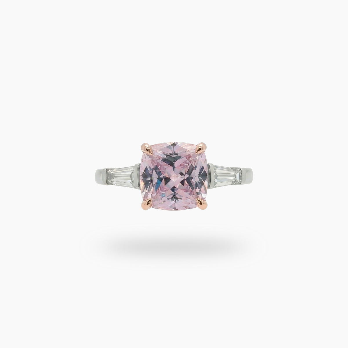 Princess Trilogy Ring with Pink Princess Stone – on White Gold