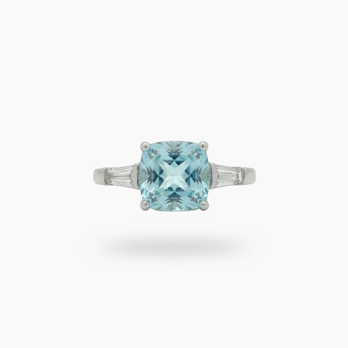 Princess Trilogy Ring with Aquamarine Princess Stone – on White Gold