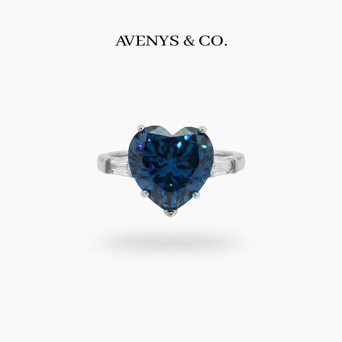Love Heart Trilogy with Blue Heart Stone – on White Gold