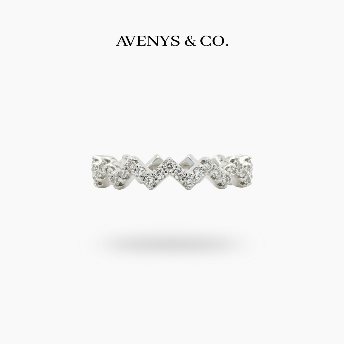 Summit Pave Ring with White Round Stone – on White Gold