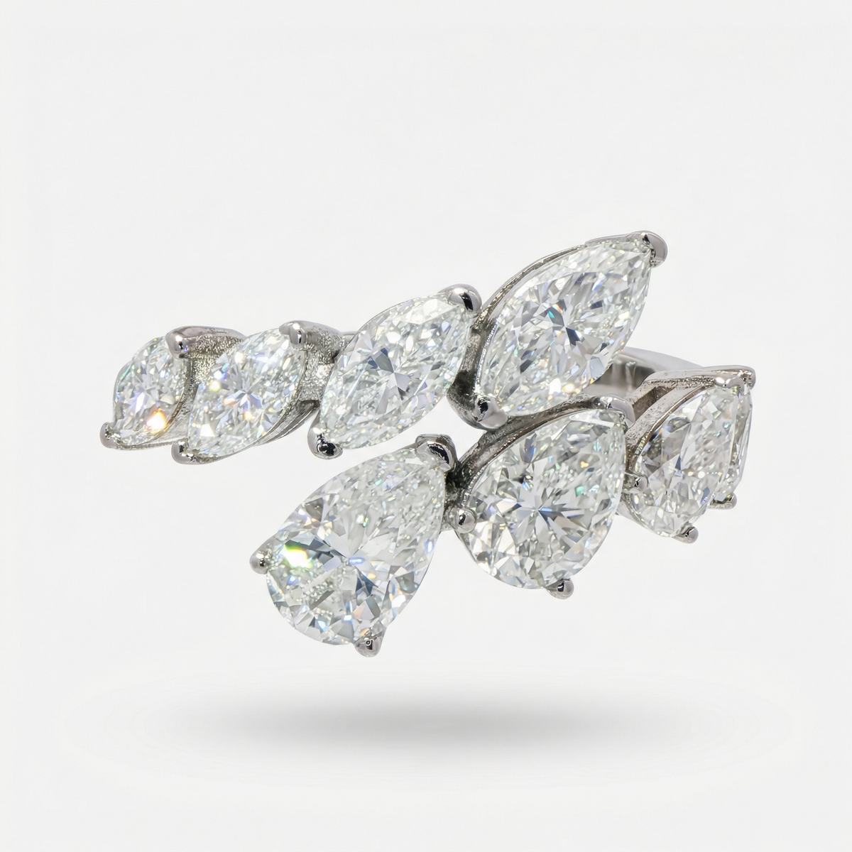 Wrap Wings Ring with White Pear Avenys Brilliance Stone™ – on White Gold