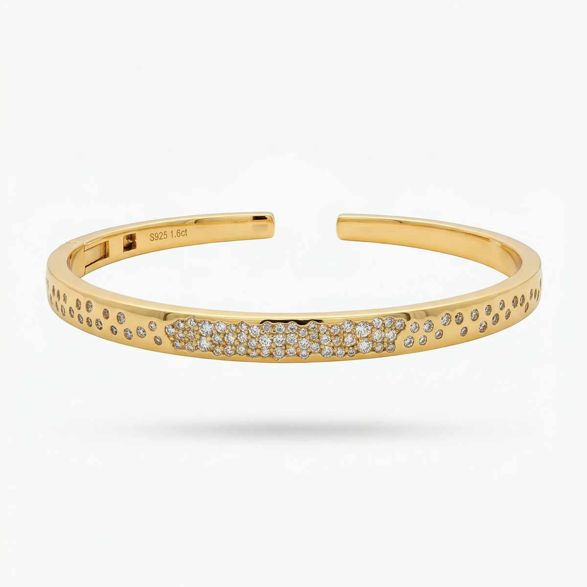Constellation Bangle with White Round Stone – on Yellow Gold