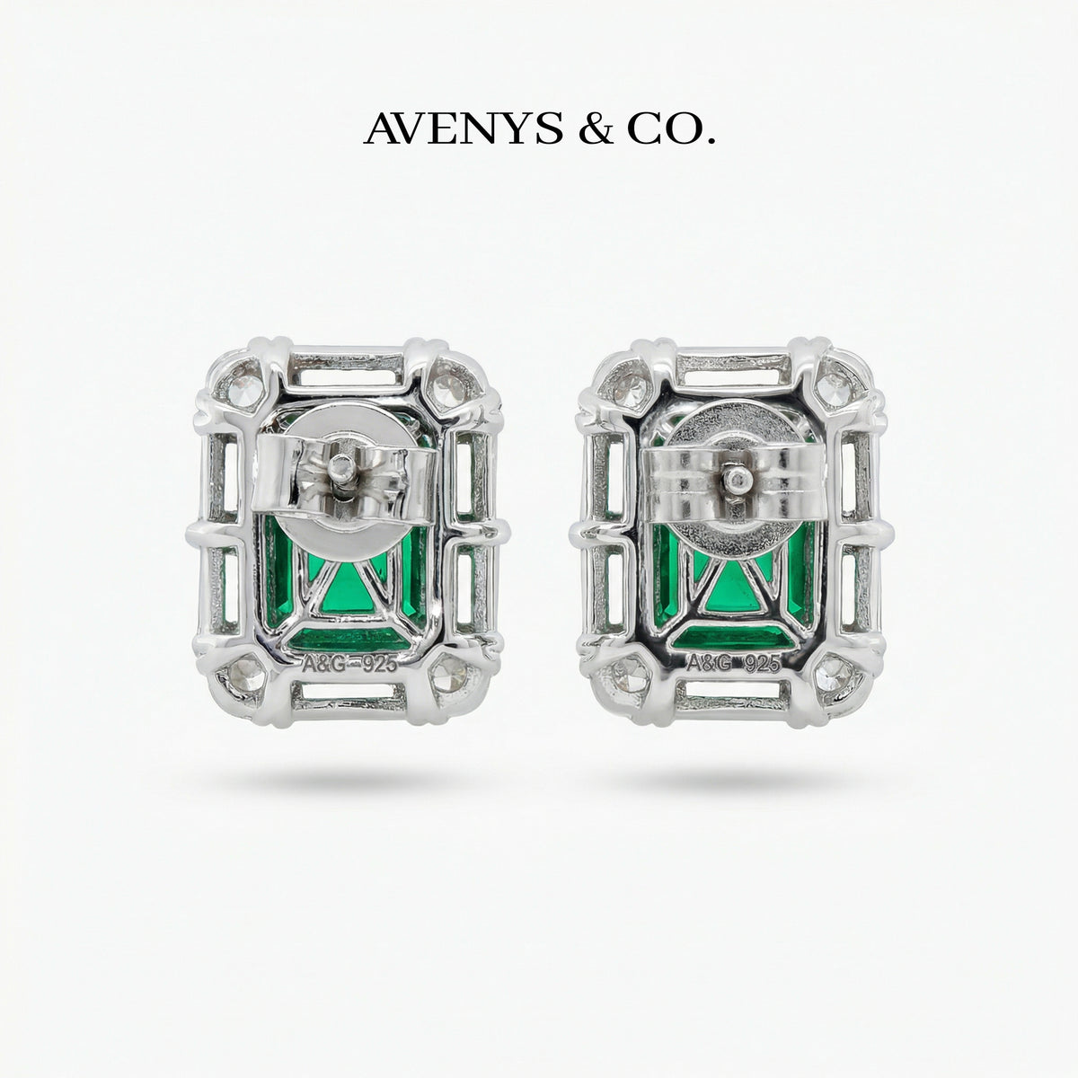 Eden Earrings with Green Emerald Stone – on White Gold