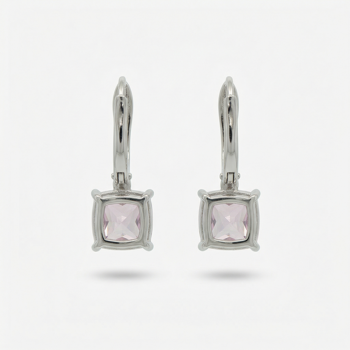 Princess Drop Earring with Pink Princess Stone – on White Gold