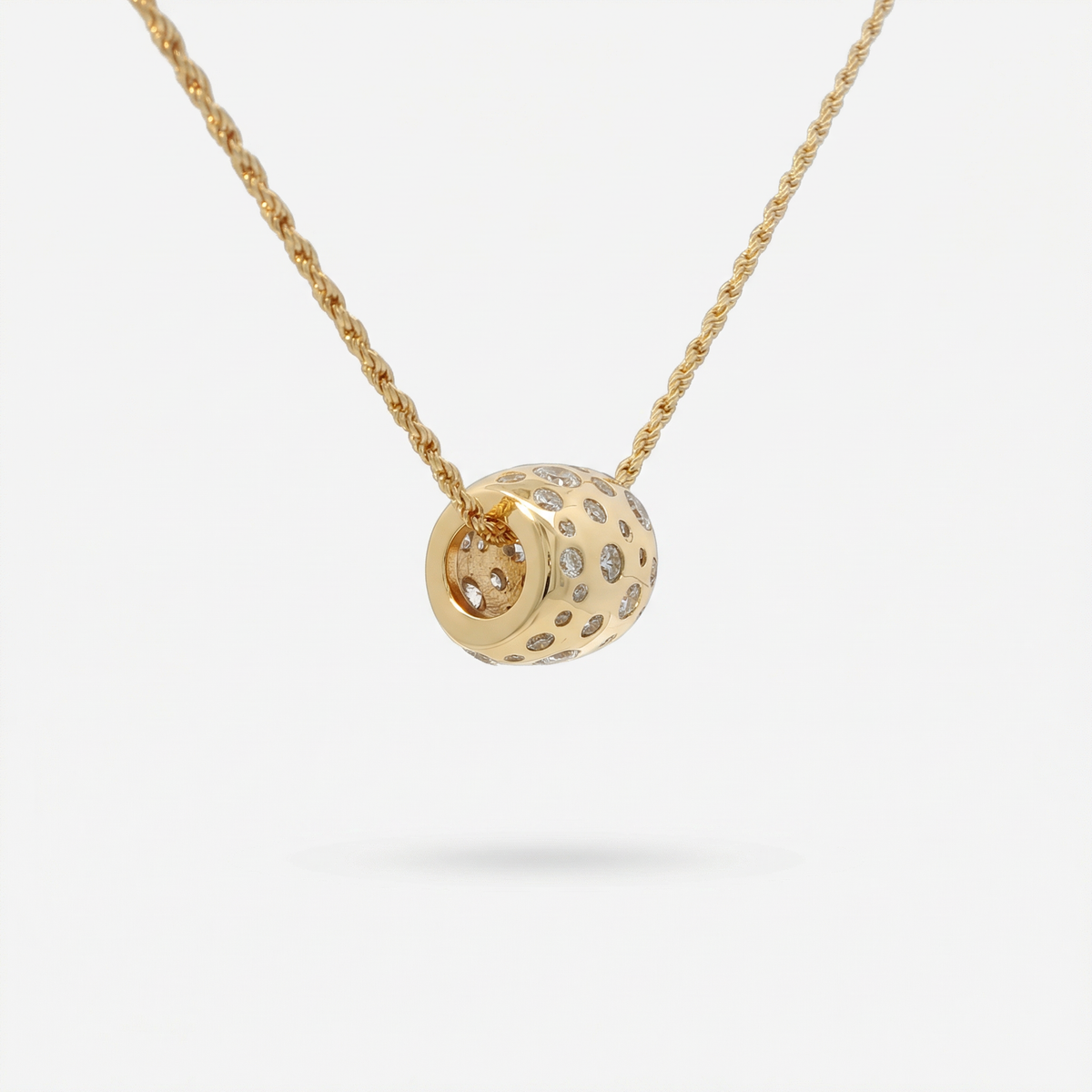 Constellation Pendant Necklace with White Round Stone – on Yellow Gold
