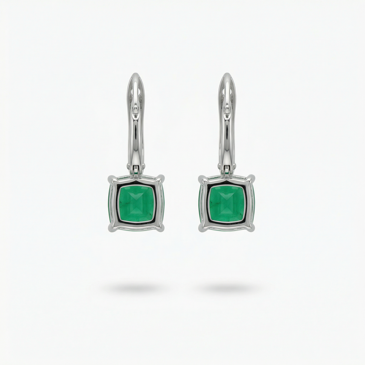 Princess Drop Earring with Green Princess Stone – on White Gold