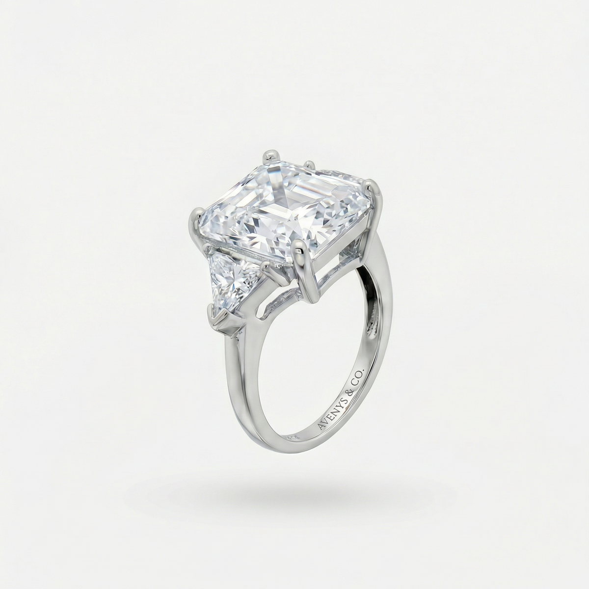 Square Radiant Ring with White Radiant Stone – on White Gold