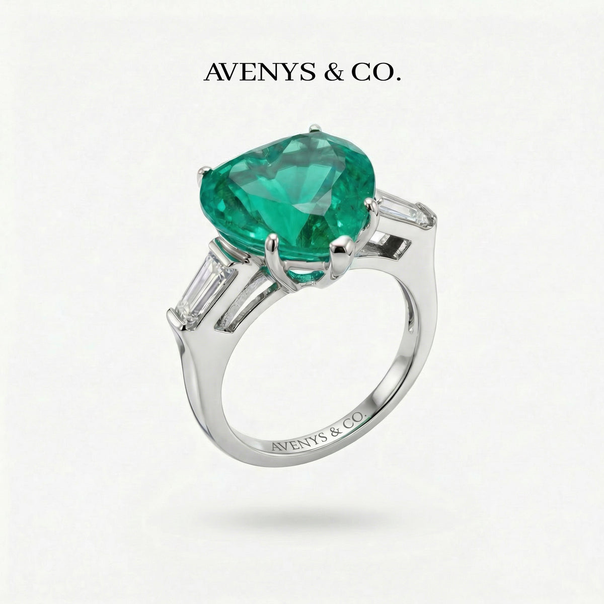 Love Heart Trilogy with Paraiba Heart Stone – on White Gold