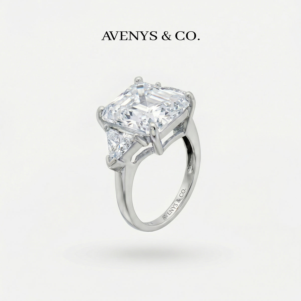Square Radiant Ring with White Radiant Stone – on White Gold