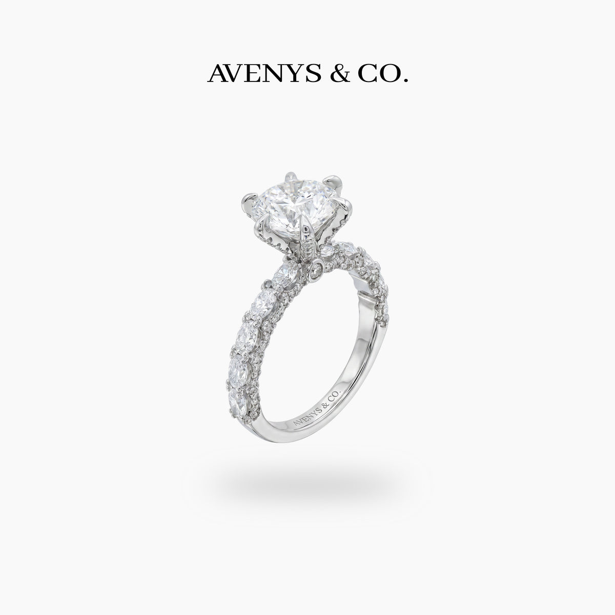 Stardust 3ct Solitaire Ring with White Round Stone – on White Gold