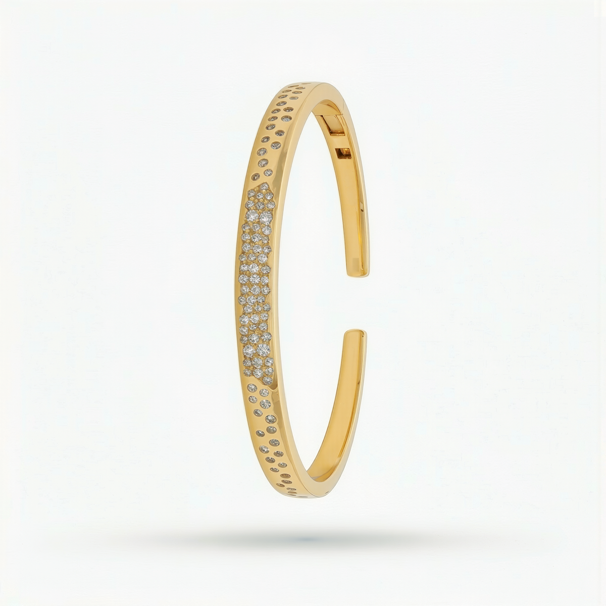 Constellation Bangle with White Round Stone – on Yellow Gold